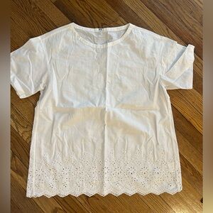 Uniqlo White Eyelet Short Sleeve Tee